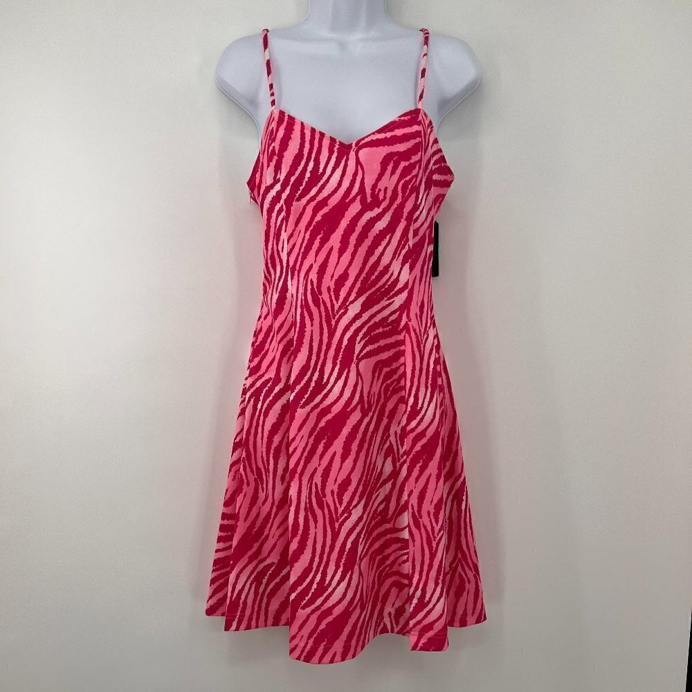 Vivienne Hu Pink Animal Print Mini Dress Womens Size 6 NWT Cutout Cross Back